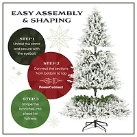 7.5ft. Pre-Lit Flocked Bavarian Pine Artificial Christmas Tree, Clear Lights