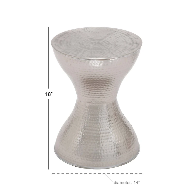 18" Silver Iron Hourglass Accent Table