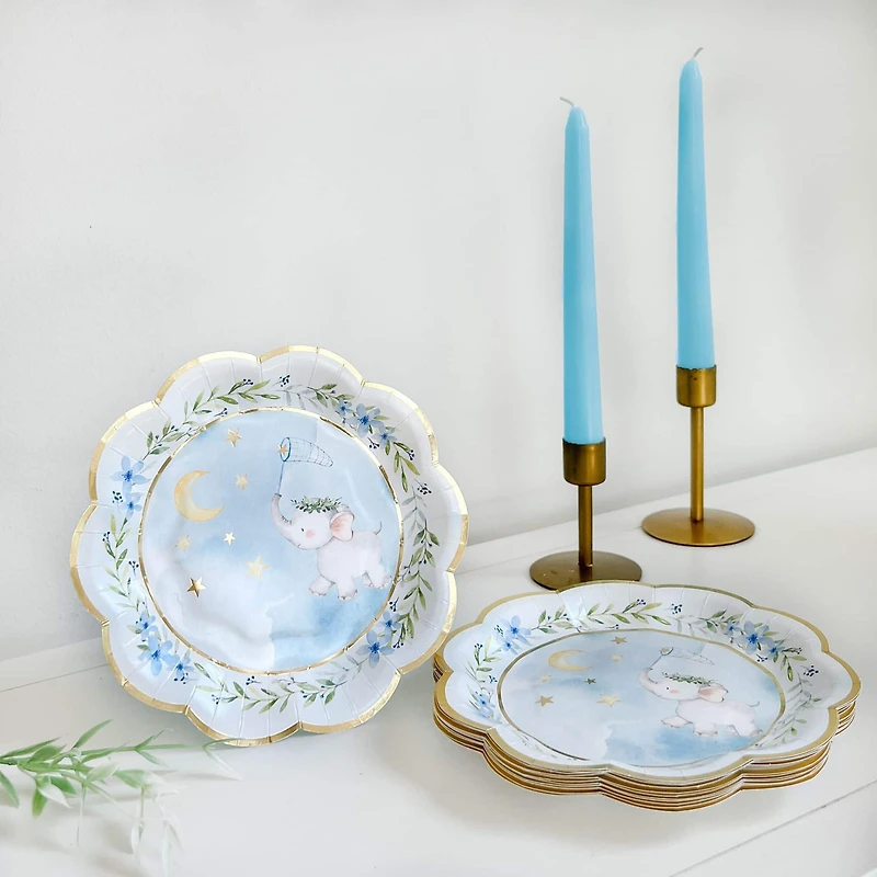 Kate Aspen® 7" Blue Elephant Baby Shower Premium Paper Plates, 16ct.