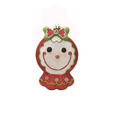 8.5" Glittered  Red & Green Shatterproof Gingerbread Girl Christmas Ornament