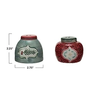 Hello Honey® Holly & Ornament Hand-Painted Stoneware Salt & Pepper Shaker Set
