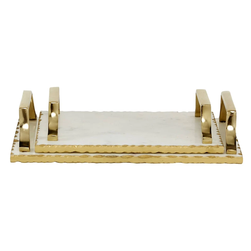 Set of 2" Gold Ceramic Glam Tray, 16", 13"