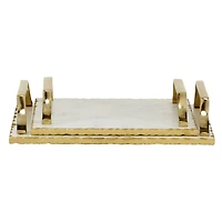 Set of 2" Gold Ceramic Glam Tray, 16", 13"