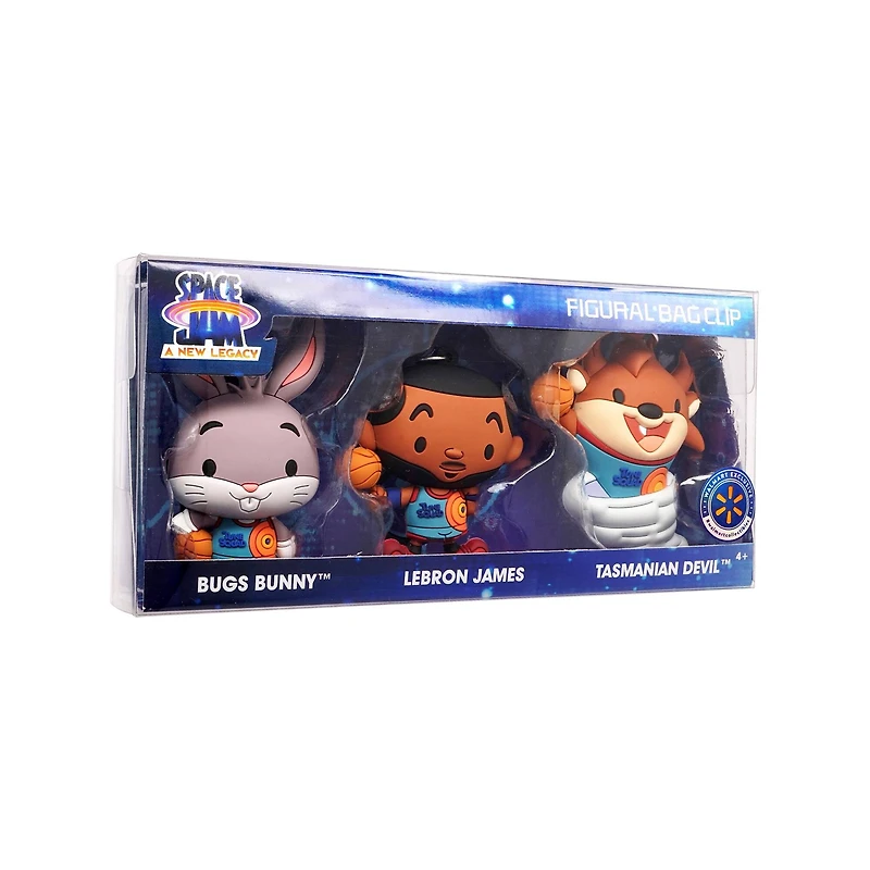 Looney Tunes Space Jam: A New Legacy Bugs Bunny, Tasmanian Devil & Lebron James Figural Bag Clips