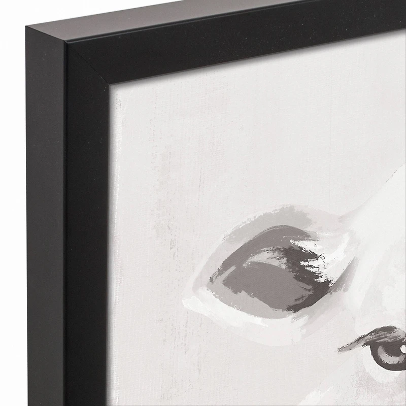 Cow With Florals 17.73" x 17.73" Black Framed Canvas