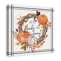 Thanks And Giving Fall Wreath Canvas Wall Art