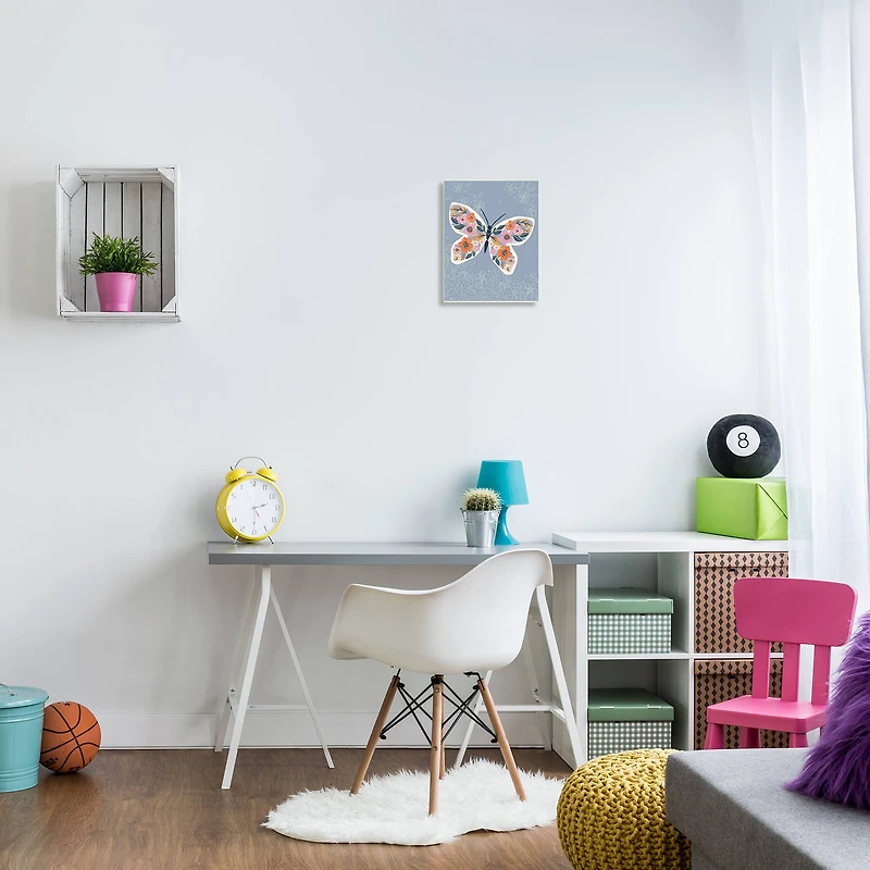 Stupell Industries Floral Pattern Butterfly Wings Spring Bloom Insect Wall Plaque