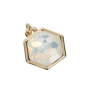 14K Gold Plated White Opal Austrian Crystal Hexagon Charm by Bead Landing™