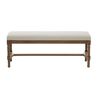 Brown Wood & Linen Traditional Bench