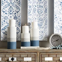 The Novogratz Blue Metal Striped Pillar Candle Holder Set