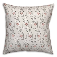 Bunny Holding Heart Pattern Throw Pillow