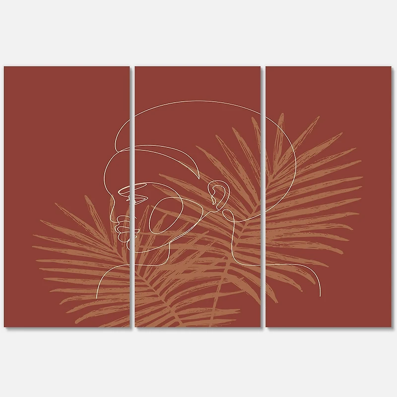 Designart - Sillhouette of African American Girl on Palm Leaves