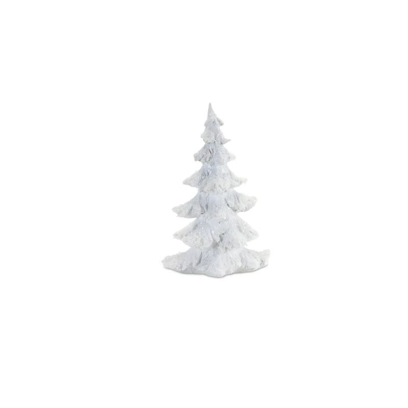 Flocked White Pine Tree with Carved Design Set