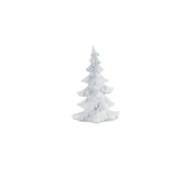 Flocked White Pine Tree with Carved Design Set
