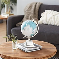 13" Turquoise & White Aluminum Globe