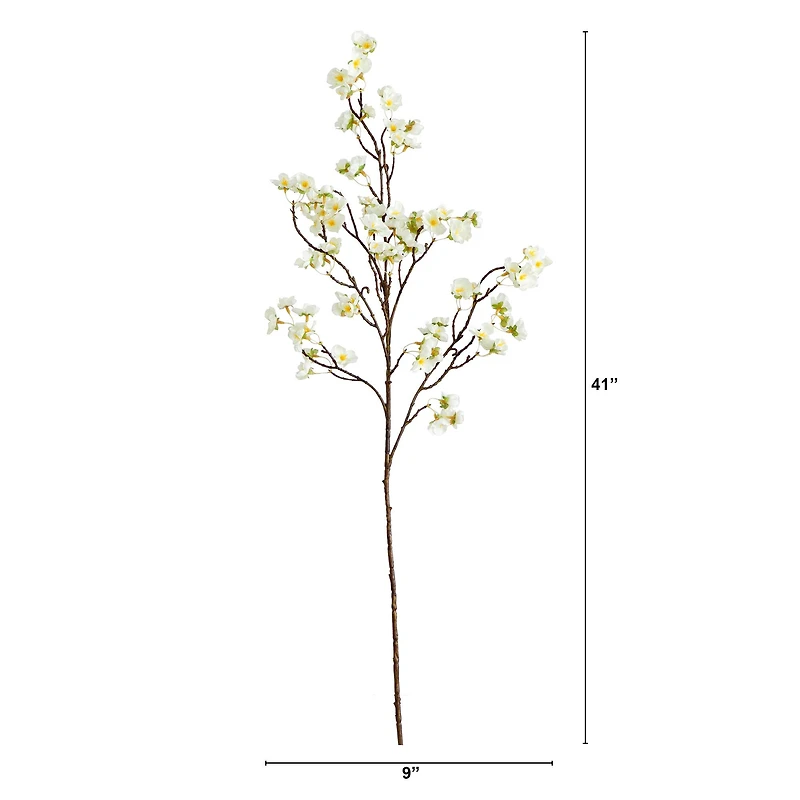 41" White Cherry Blossom Flower Stems, 3ct.