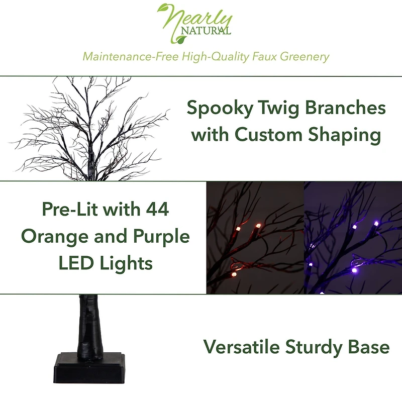 2ft. Pre-Lit LED Deluxe Black Twig Artificial Halloween Tree