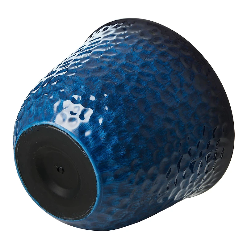 Glitzhome® 11.75" Honeycomb Textured Cobalt Blue Faux Ceramic Plastic Planters, 3ct.