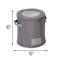 Honey Can Do 10" Gray Round Dinnerware Storage Box