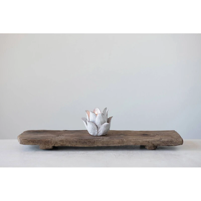 Hello Honey® White Flower-Shaped Terracotta Tealight Candleholder