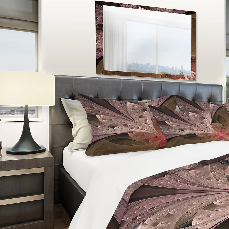 Designart Beautiful Fractal Flower in Beige Duvet Cover Set