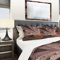 Designart Beautiful Fractal Flower in Beige Duvet Cover Set