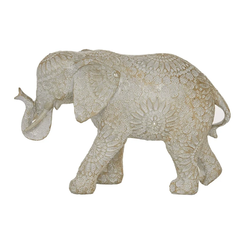 11" White Eclectic Elephant Sculpture