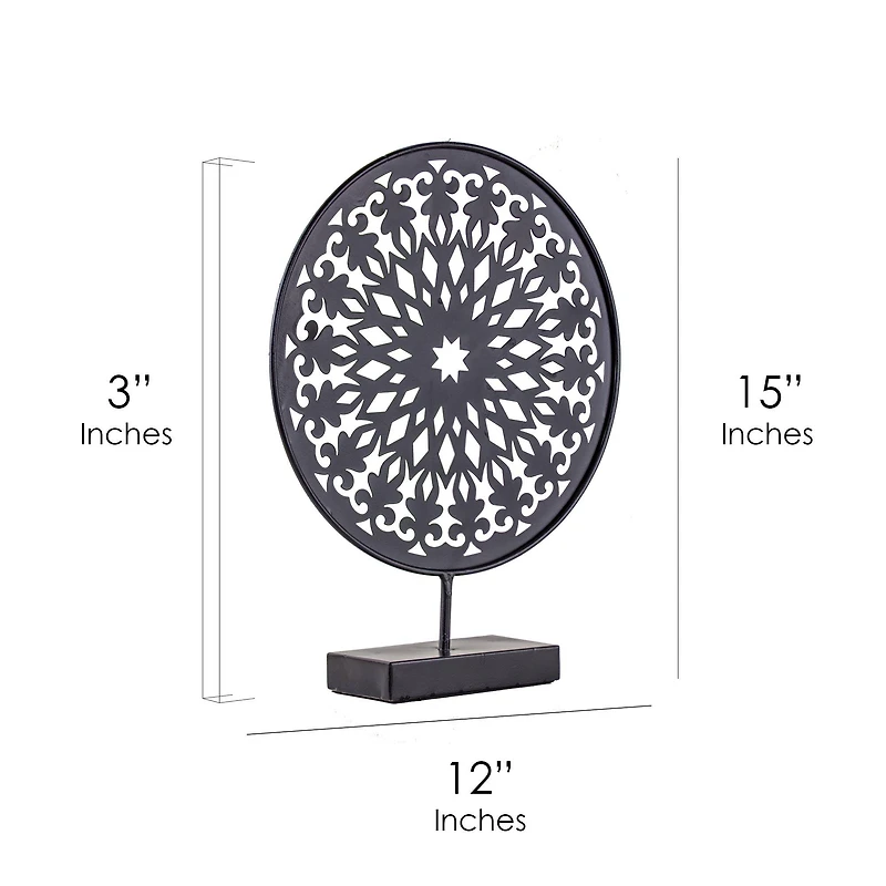 15" Turquoise Rustic Metal Medallion Sculpture