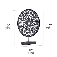 15" Turquoise Rustic Metal Medallion Sculpture