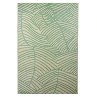 Green & Beige Leaf Design Rectangular Outdoor Area Rug, 4ft. x 6ft.