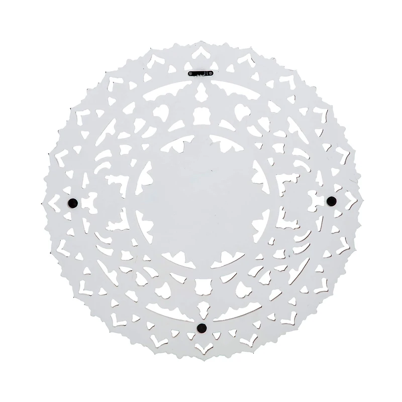 Habitat Etta 24" White Carved Floral Round Wall Art