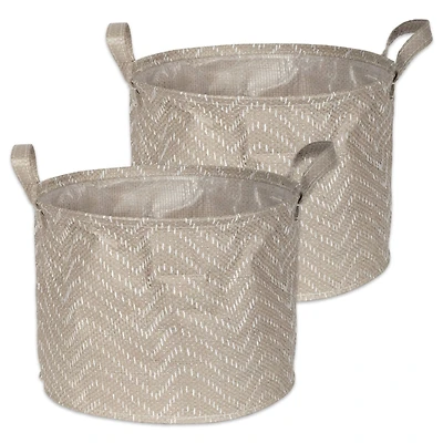 DII® Round Stone & Cream Tribal Chevron PE-Coated Woven Paper Laundry Bin
