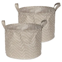 DII® Round Stone & Cream Tribal Chevron PE-Coated Woven Paper Laundry Bin