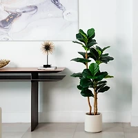 4ft. Fiddle Leaf Tree in Decorative White Planter