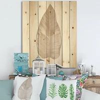 Designart - Dried Leaf Plant Beige On White