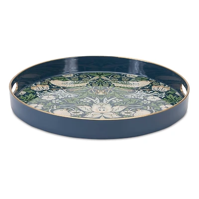 13.5" Blue and Green Round William Morris Tray