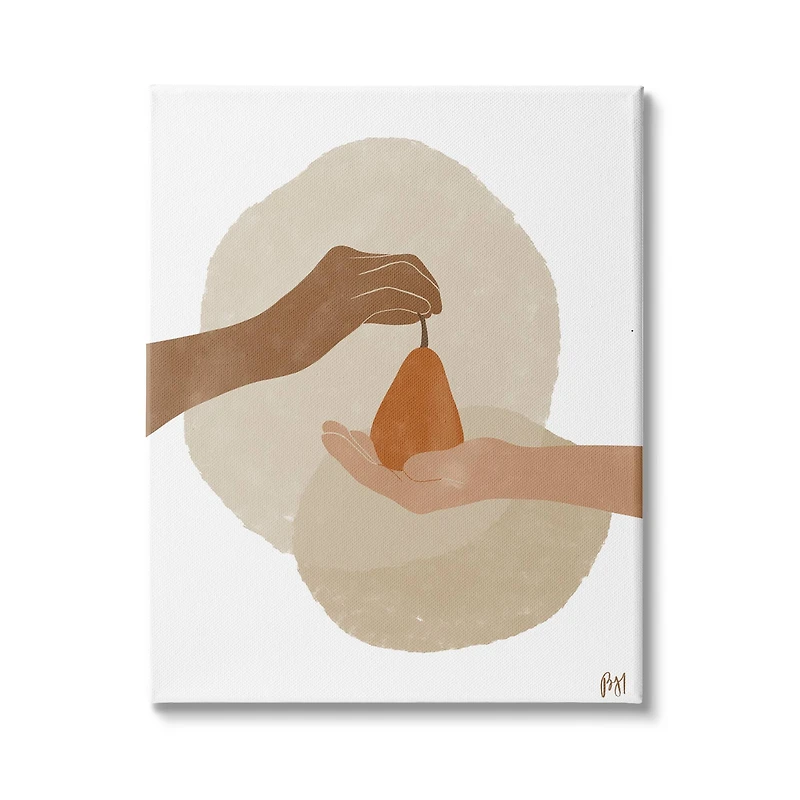 Stupell Industries Abstract Pear Offering Reaching Hands Earth Tones Canvas Wall Art