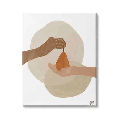 Stupell Industries Abstract Pear Offering Reaching Hands Earth Tones Canvas Wall Art