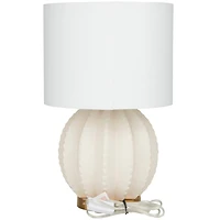 CosmoLiving by Cosmopolitan Cream Ceramic Gourd Style Base Table Lamp with Drum Shade 12" x 12" x 19"