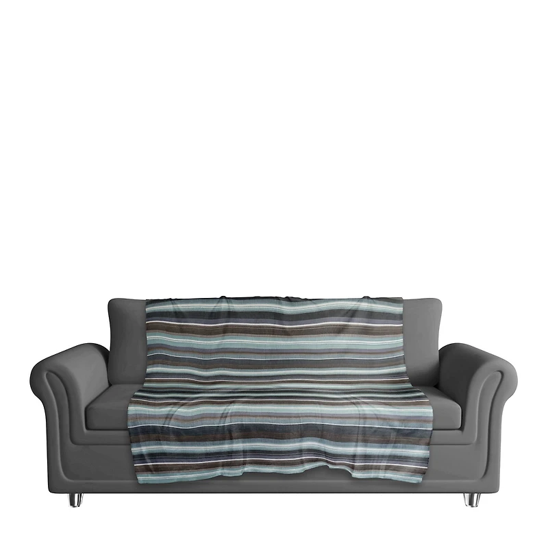 Brown Indigo Stripes Sherpa Fleece Blanket