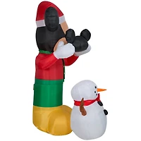Airblown Disney Animated Mickey Putting Hat On Mickey Snowman
