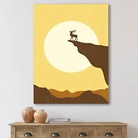 Designart - Minimalistic Deer At Sunset On Mountain Top Sunset