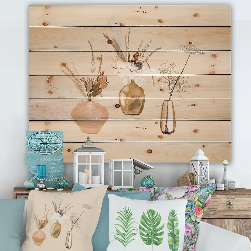 Designart - Bouquets Of Wildflowers In Gold Vases I