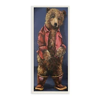Stupell Industries Forest Brown Bear Rainboots Flannel Shirt Rustic Animal,7" x 17"