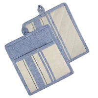 DII® Nautical Blue French Stripe Potholders, 2ct.