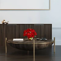 11" Red Poinsettia Arrangement in Golden Vase