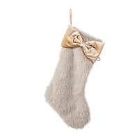 Glitzhome® 21"L Faux Fox Fur Christmas Stocking with Bow