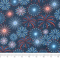 SINGER Patriotic Fireworks Print Ringspun Cotton Fabric