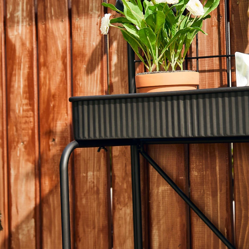 Glitzhome® 68" 3-Tier Black Metal Shelf Planter Stand