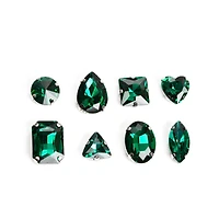 CousinDIY Silver Emerald Glass Sew-On Rhinestones, 48ct.